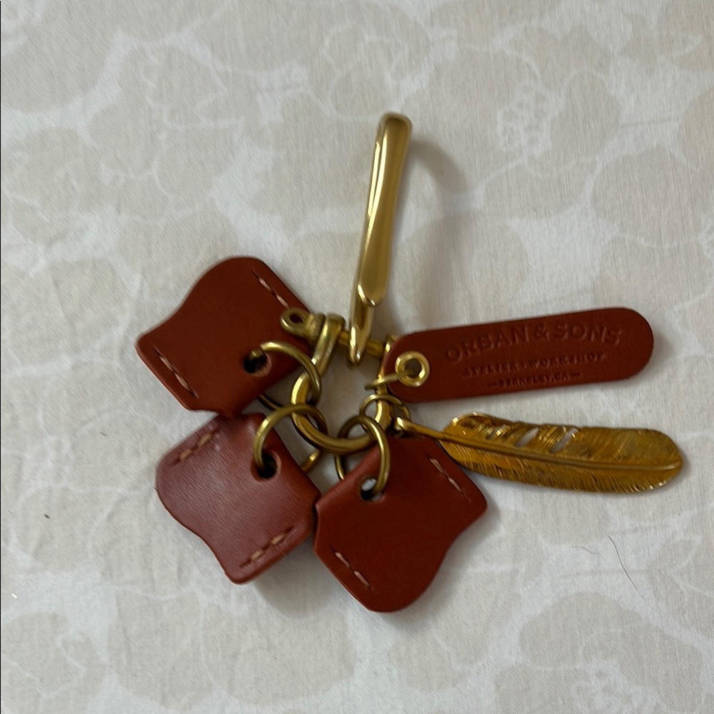 Brown Leather Keychain with brass  Accents - orban & sons
